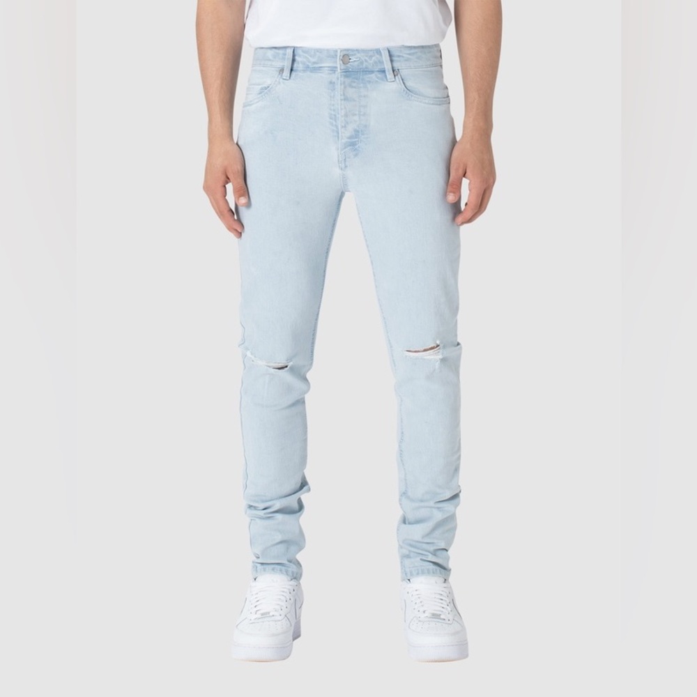ZANEROBE Joe Blow Skinny Distressed Jeans with Holes at Knees, White wash, 32